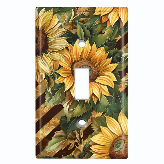 Metal Light Switch Wall Plate Outlet Cover (Rustic Sunflowers - Single Toggle)