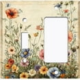 thumbnail image 1 of Metal Light Switch Wall Plate Outlet Cover (Rustic Wildflowers - 2 Gang Toggle/GFI Rocker), 1 of 1