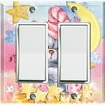 thumbnail image 1 of Metal Light Switch Wall Plate Outlet Cover (Sea Snail Starfish Pastel Glitter Reef Bubbles - Double Rocker), 1 of 2