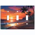 thumbnail image 1 of Metal Light Switch Wall Plate Outlet Cover (Siesta Beach Sunset - Triple Toggle), 1 of 1