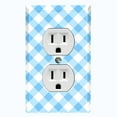 thumbnail image 1 of Metal Light Switch Wall Plate Outlet Cover (Sky Blue Gingham Picnic Wallpaper- Single Duplex), 1 of 2