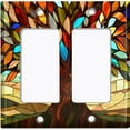 thumbnail image 1 of Metal Light Switch Wall Plate Outlet Cover (Stained Glass Tree - Double GFI/Rocker), 1 of 1