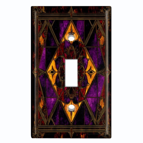 Metal Light Switch Wall Plate Outlet Cover (Stained Halloween Glass - Single Toggle)
