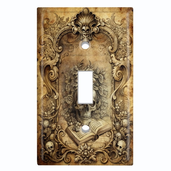 Metal Light Switch Wall Plate Outlet Cover (Symbolic Gothic Skull - Single Toggle)
