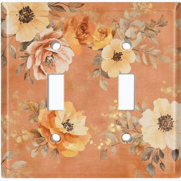 Metal Light Switch Wall Plate Outlet Cover (Vibant Floral Watercolor - Double Toggle)