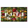 thumbnail image 1 of Metal Light Switch Wall Plate Outlet Cover (Vibrant Stained Glass Flowers - Quad Toggle), 1 of 1