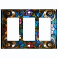 thumbnail image 1 of Metal Light Switch Wall Plate Outlet Cover (Vibrant Stained Glass Flowers - Triple GFI/Rocker), 1 of 1