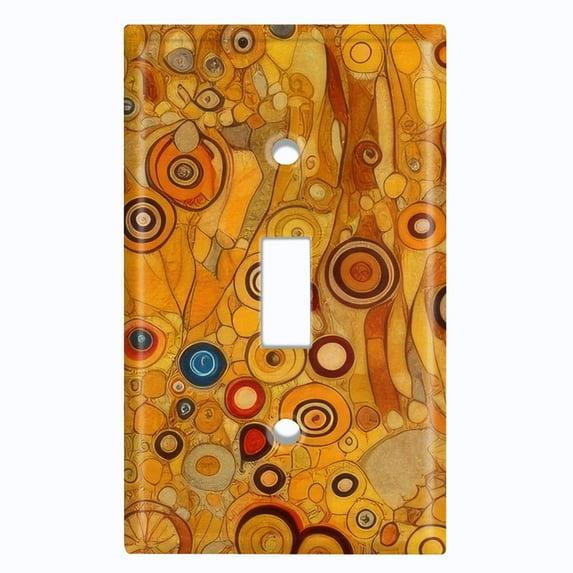Metal Light Switch Wall Plate Outlet Cover (Vintage Abstract Art - Single Toggle)