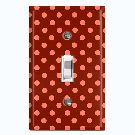 Metal Light Switch Wall Plate Outlet Cover (Vintage Burgundy Red Polka Dot Wall - Single Toggle)