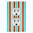 thumbnail image 1 of Metal Light Switch Wall Plate Outlet Cover (Vintage Burgundy Teal Striped Wall - Single Duplex), 1 of 2