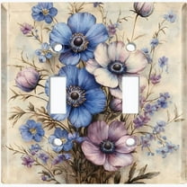 Metal Light Switch Wall Plate Outlet Cover (Vintage Wildflowers - Double Toggle)