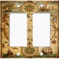 thumbnail image 1 of Metal Light Switch Wall Plate Outlet Cover (Vintage World Pirate Map - Double GFI/Rocker), 1 of 1