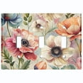 thumbnail image 1 of Metal Light Switch Wall Plate Outlet Cover (Watercolor Poppy Flowers - Triple Toggle), 1 of 1