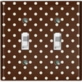thumbnail image 1 of Metal Light Switch Wall Plate Outlet Cover (White Polka Dots Pattern Coffee Black - Double Toggle), 1 of 2