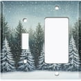 thumbnail image 1 of Metal Light Switch Wall Plate Outlet Cover (Winter Forest Snowy Trees - 2 Gang Toggle/GFI Rocker), 1 of 1