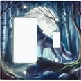 thumbnail image 1 of Metal Light Switch Wall Plate Outlet Cover (Wolf Howling in an Enchanted Forest - 2 Gang GFI Rocker/Toggle), 1 of 1