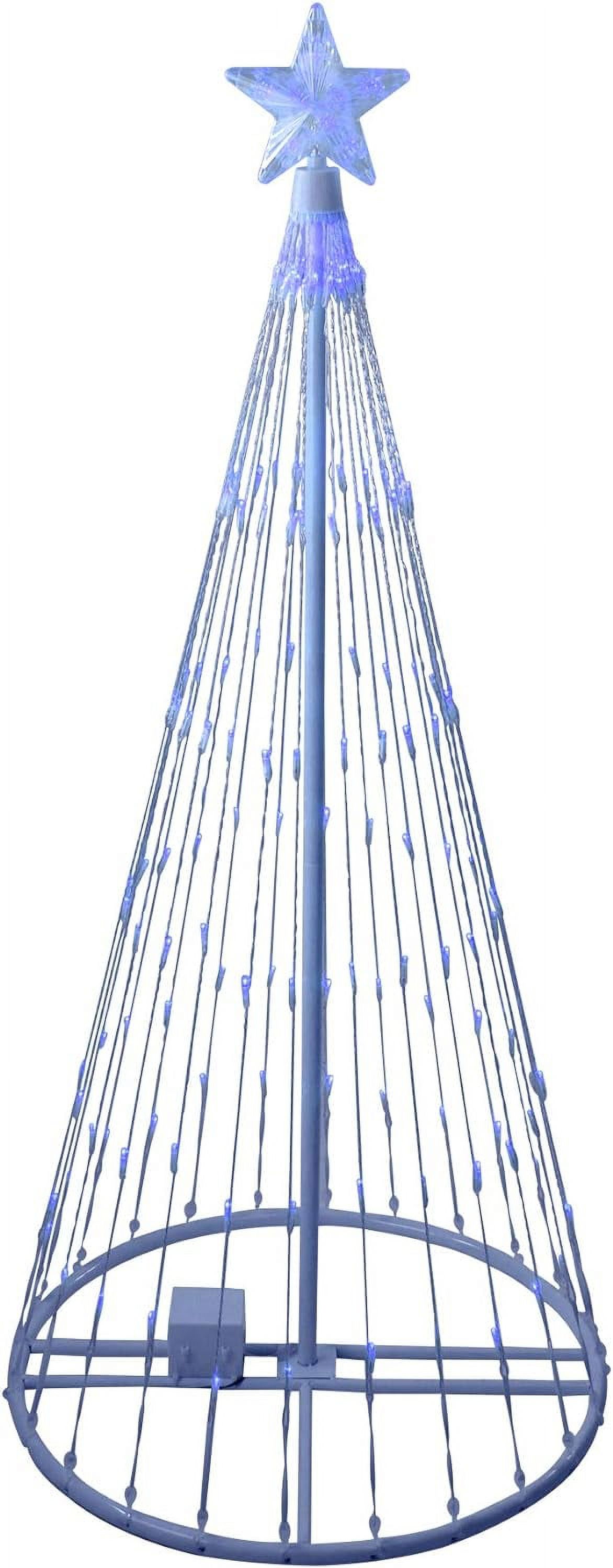 Metal Lighted Christmas Tree Cone Outdoor Yard Decor, Blue