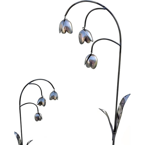 Metal Lily of the Valley - Whimsical Garden Decor, Scrap Metal Art, Handcrafted Outdoor Metal Flower Sculpture, Lily of The Valley Decorative Flower Yard Decor, for Garden Yard Patio