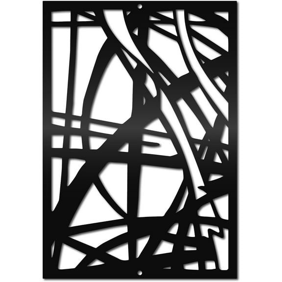 Metal Line Wall Art Black Wall Decoration Sculpture Textured Paintings Minimalist Iron Signs Hanging Ornament for Living Room Home Office Garden Balcony Outdoor Indoor Decor 11.8 x 8.2 Inch Black