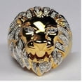 thumbnail image 1 of Lion Head Ring Metal Animal Ring with Alloy Inlaid Gems European Design Statement Ring Hand Jewelry for Men and Women Gold, 1 of 3