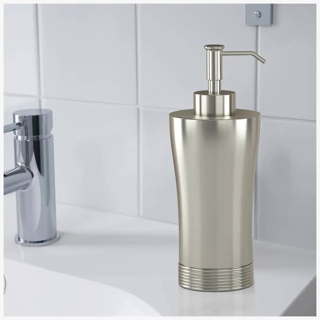 Metal Liquid Soap Dispenser Pump Bottle | Bathroom Vanity & Kitchen Sink,Holds Soap,Lotion & Sanitizer | Pewter
