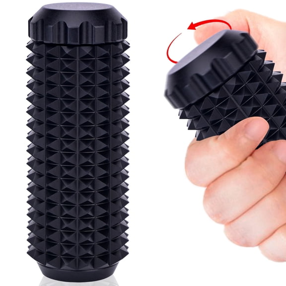 Metal Little Ouchies Fidget Toys, Adults Pain Stim Sensory Venting Toy, Relief Stress Promotes Focus, Spiky Grip and Smooth Spinner, Gifts for People with ADHD Autism Anxiety, Black