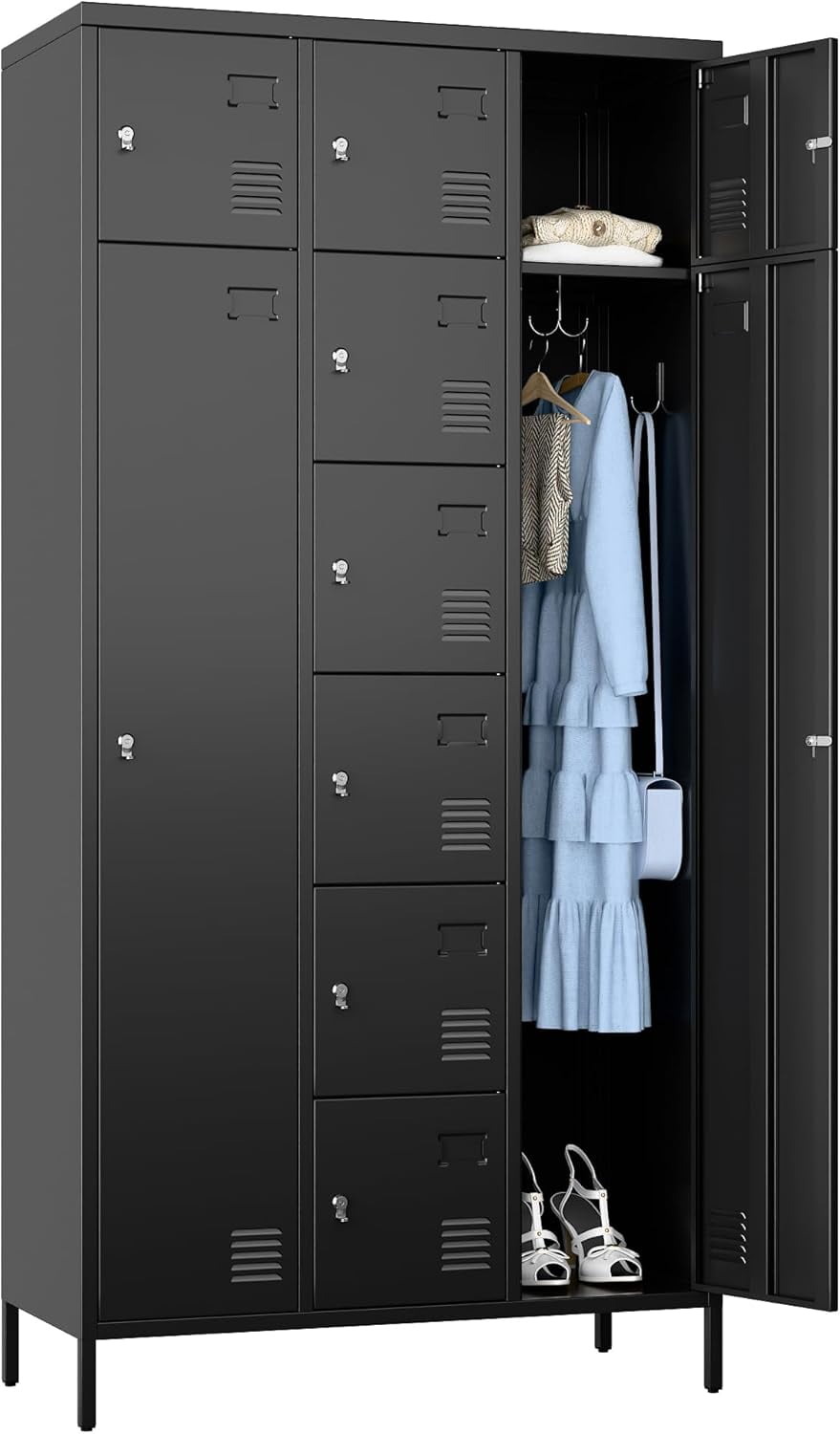 Samll Locker Metal Lockable Storage Locker 8 Small Doors and 2 Big Door, Metal ...