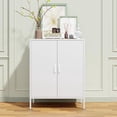 thumbnail image 1 of Elegant Metal Locker Cabinet with 2 Doors, Metal Accent Cabinets with 2 Adjustable Shelves, Sideboard for Kitchen Living Room Hallway Entryway,White, 1 of 7