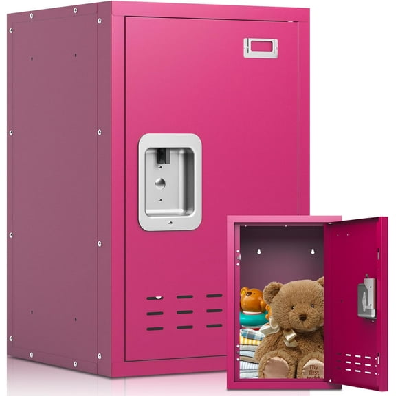 Metal Locker, Lockers, Lockable Storage Cabinet with Locker Shelf, 24" H Small Locking Cabinet for Kids, Locker Organizer for Home, Bedroom, School, Office (Pink)