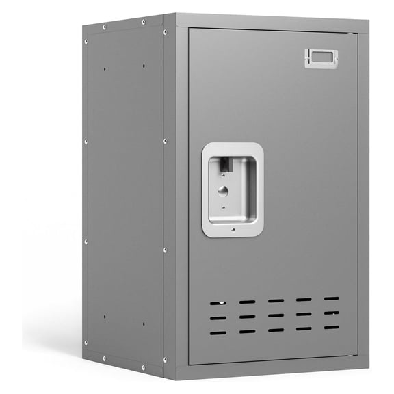 Metal Locker, Lockers, Storage Locker, Lockable Storage Cabinet, Small Metal Locker, 24" H Locker Organizer for Bedroom, School, Office, Playroom, Daycare, Garage (Grey)