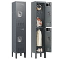 thumbnail image 1 of KAER Metal Locker, Lockers for Employees, 66" Storage Locker with Mirror & Hooks, Storage Cabinet with Doors and Shelves for Gym, Office, School, Home, 1 of 9