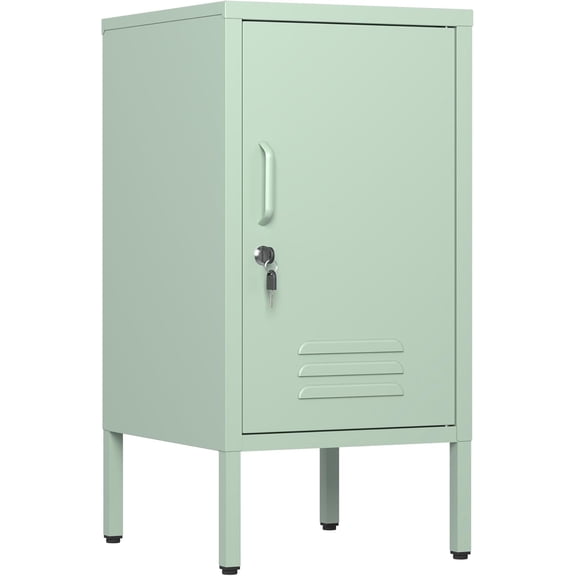 Metal Locker Nightstand with Door & Shelf, Modern Steel Bedside Storage Cabinet, Single Door Lockable Metal End Table for Bedroom, Living Room or Office, Easy Assembly,Yellow (15"d x 15.8"w x 22.5"h)