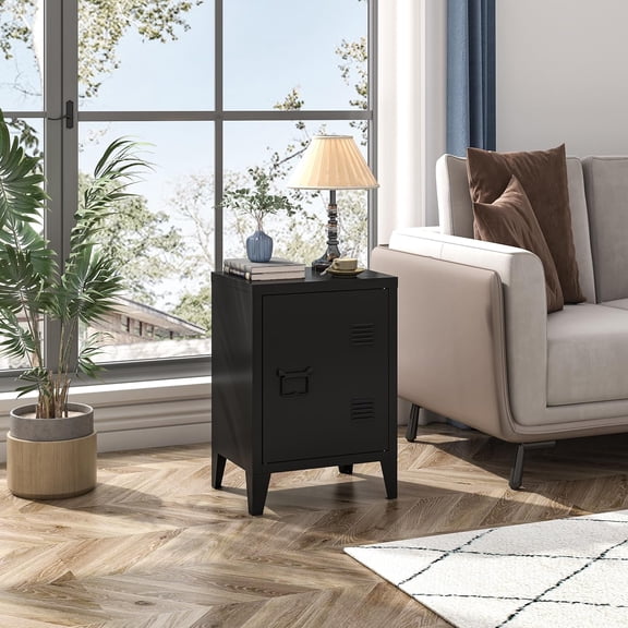 Metal Locker Nightstand with Doors and Shelves, 22.44" H Kids Bedside Table, Modern Storage Cabinet Side Table for Home Office