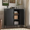 thumbnail image 1 of Metal Locker Storage Cabinet with 2 Doors and 4 Shelves，39.96" Tall Steel Office Cabinet,Bathroom Floor Locker，for Office,Home,Garage,Gym,School (Black), 1 of 13