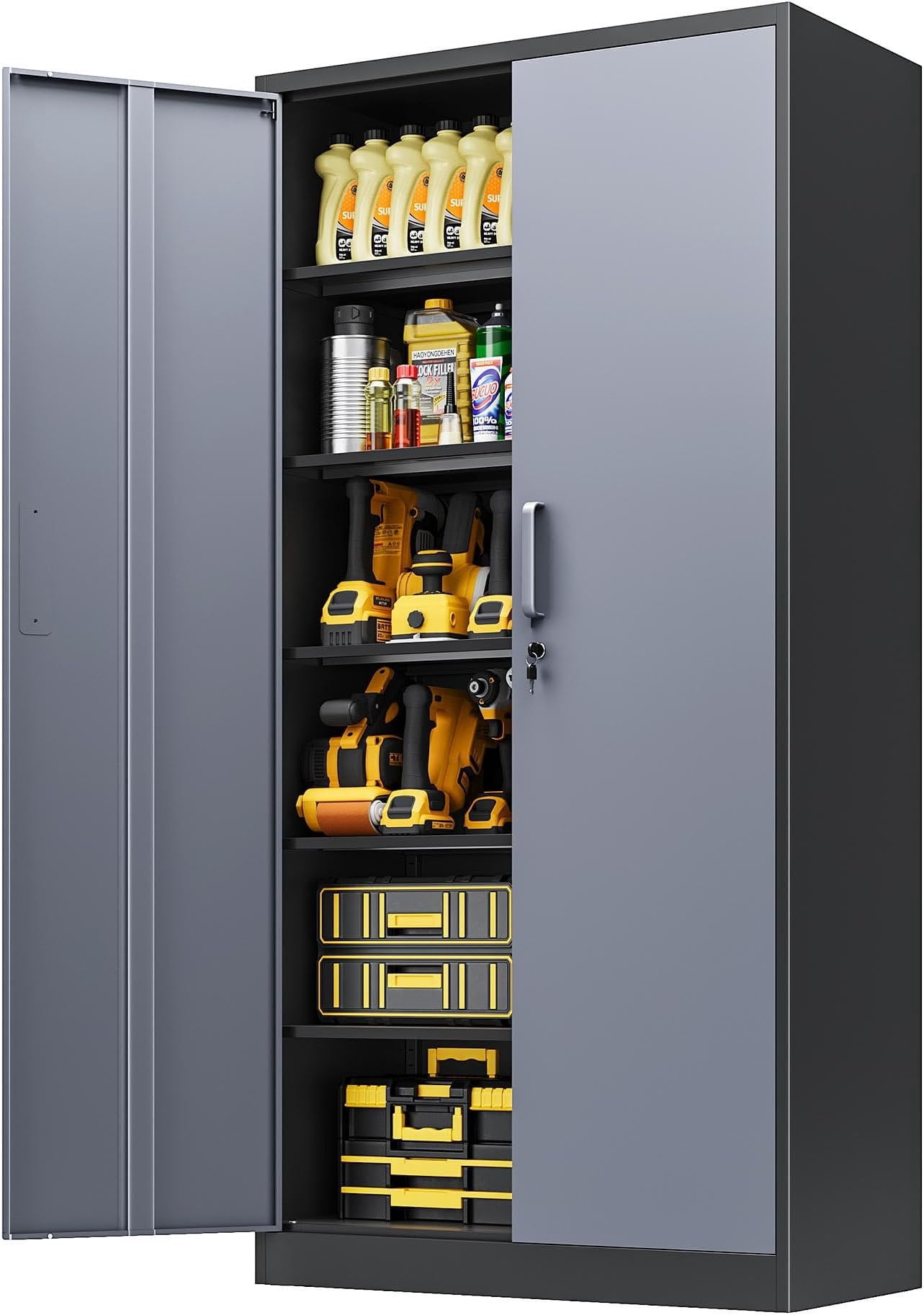 Metal Locker Storage Cabinet,Locking Cabinet with Doors and Adjustbale ...