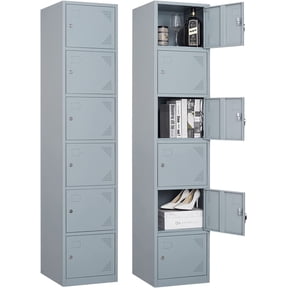 Metal Locker with 6 Doors, 71" Lockers for Employees Steel Storage Locker, Lockable Locker Cabinet for School, Gym, Home Office and Garage(Grey)
