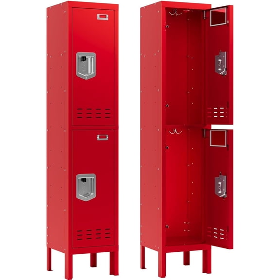 Metal Lockers - 2 Door Storage Locker with Card Slot for Gym, School, Home, Office, Garage - Assembly Required
