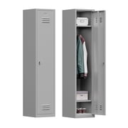 Metal Lockers for Employees,71Metal Storage Cabinet with Lock,1 Door Steel Storage Locker Cabinet for Home,Gym,School, Office,Garage-Assembly Required(Gray)