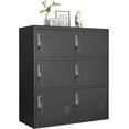 thumbnail image 1 of Metal Lockers for Employees, Office Storage Locker with 6 Doors, Black, 35.43" W x 15.75" D x 39.37" H, Steel Staff Locker Storage Cabinet for Gym, Home, School, Garage, Assembly Required, 1 of 6