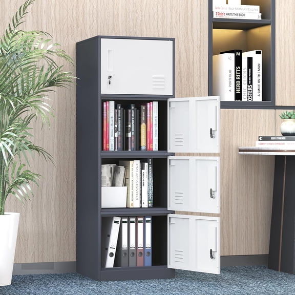 Metal Lockers for Employees,Office Storage Locker with 4 Door,Tall Locker Cabinet for Employees,School, Office, Home, Gym,Bedroom