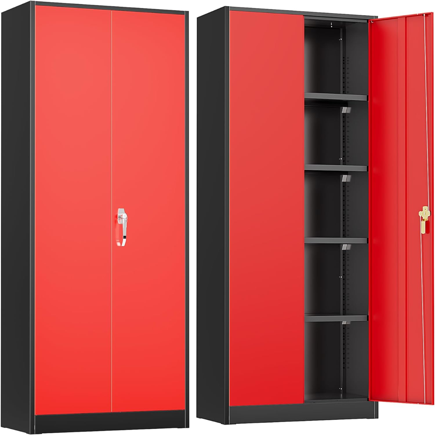 Metal Locking 72" with Doors and 4 Shelves Large Steel Tall