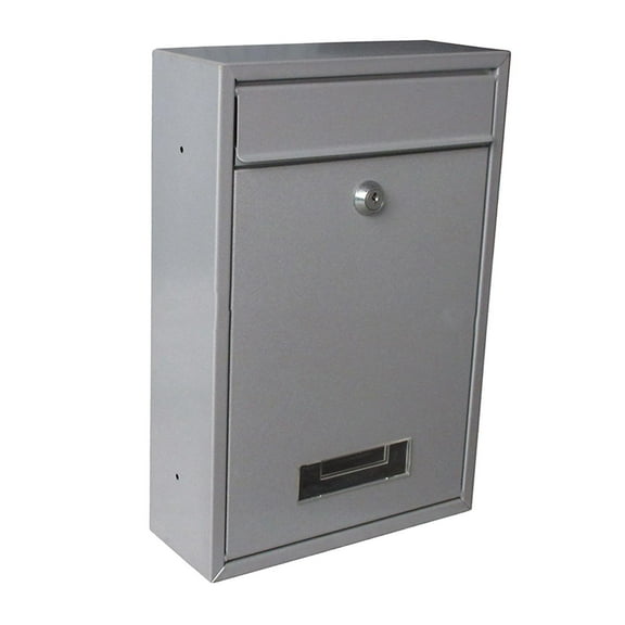 Metal Locking Mailbox Wall Mounted Rustproof Mail Case Rainproof Lockable Mail Box 2 Keys Home Office Gate Secure Letterbox Suggestion Box Silver