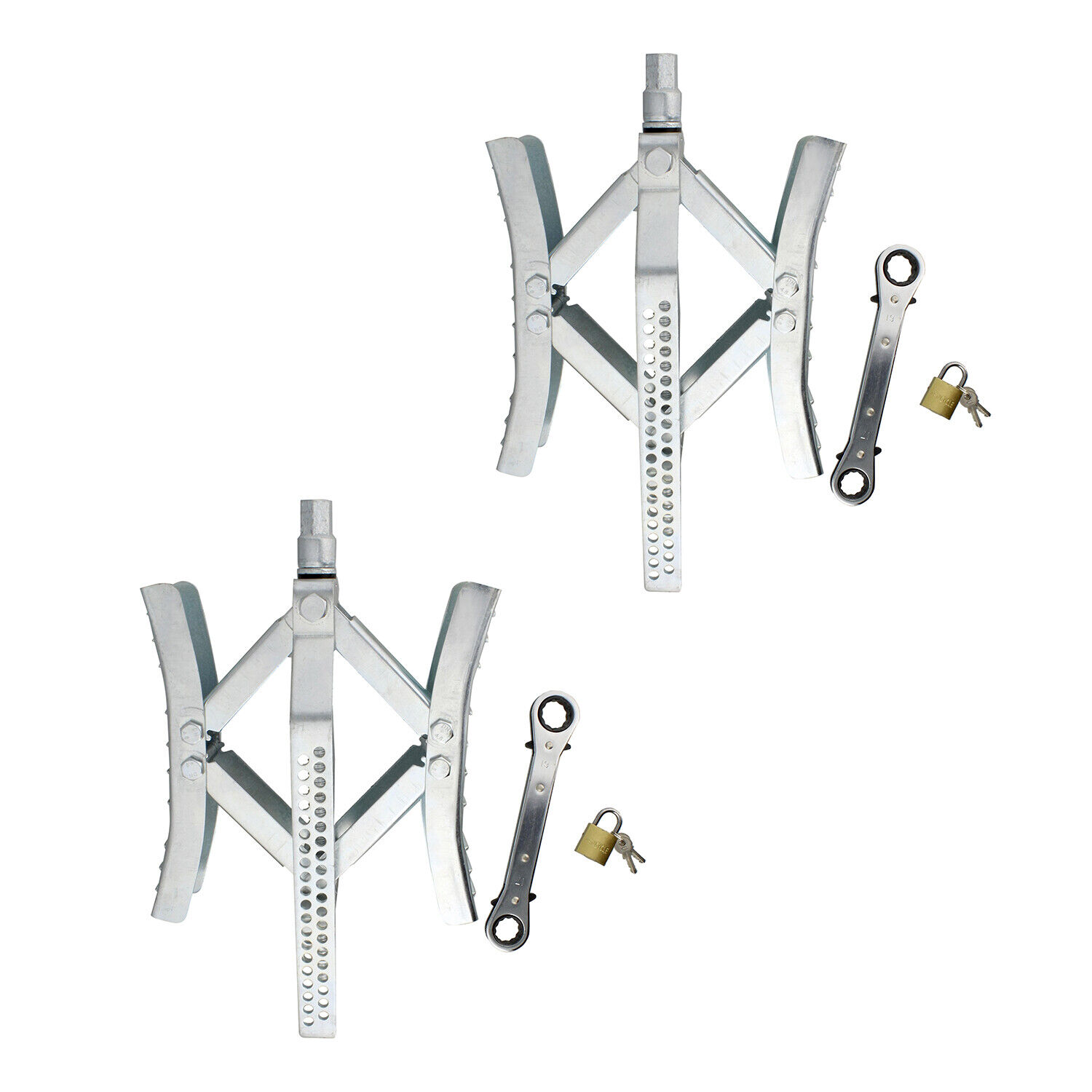 Metal Locking RV Tire Chock Trailer Wheel Lock RV Wheel Stabilizer 2