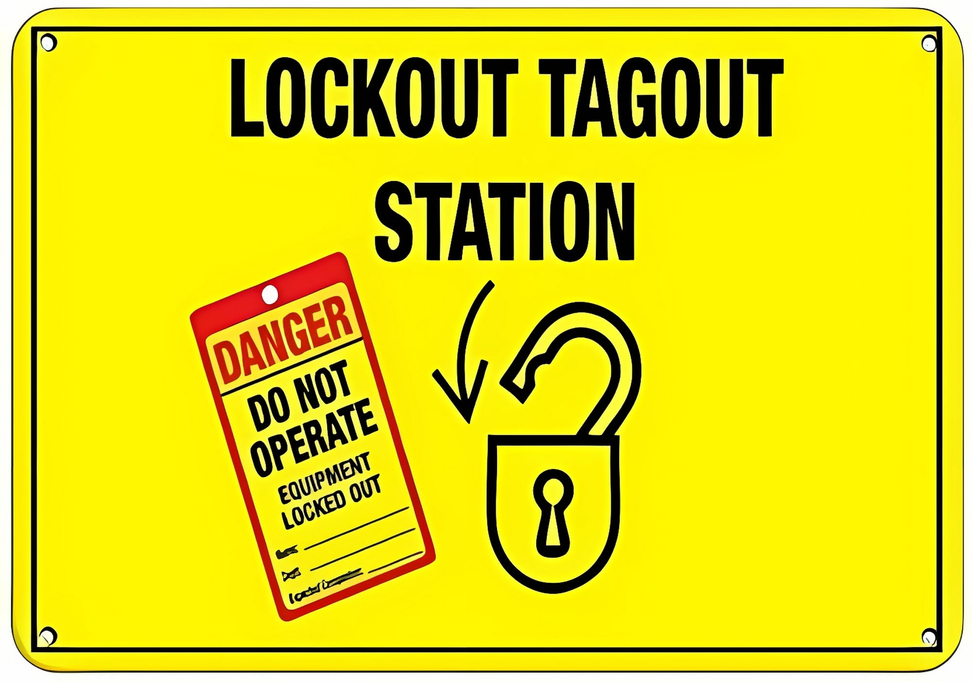 Metal Lockout Tagout Station Hazard Aluminum Tin Sign - 12×8 Inches ...