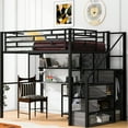 thumbnail image 1 of Metal Loft Bed In Black With Practical Desk, Wardrobe, And Storage Organization Shelves, 1 of 7