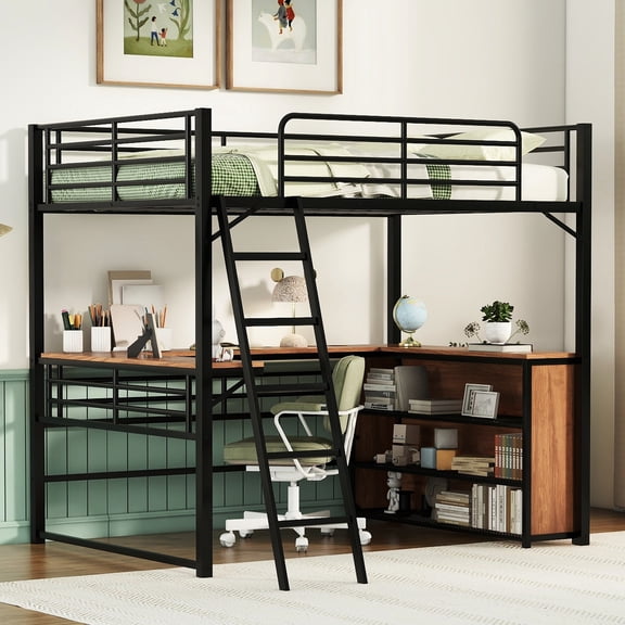Metal Loft Bed with Ample Storage - Suitable for Storing Books, Toys and Small Items