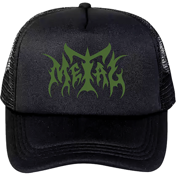 Metal Logo Trucker Hat Black Green