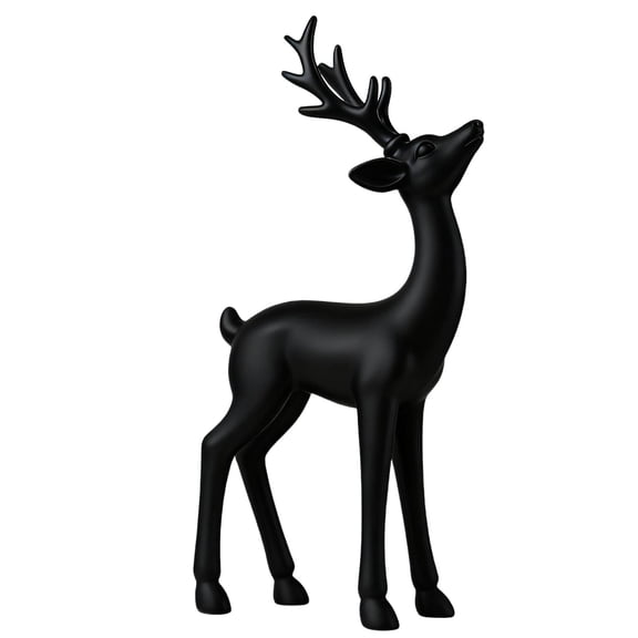 Metal Look Deer Figurine for Entryway - Imitation Deer Statue Tabletop Decor, Rustic Home Decor and Desk Ornament for Living Room Display