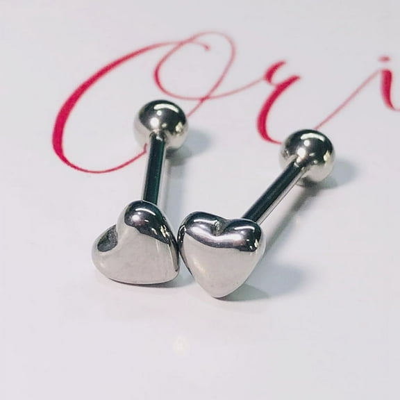 Metal Love Heart Tongue Nails Piercing Body Studs Piercing Pin Jewelry for Women Girl 90s Style Tongue Rings New