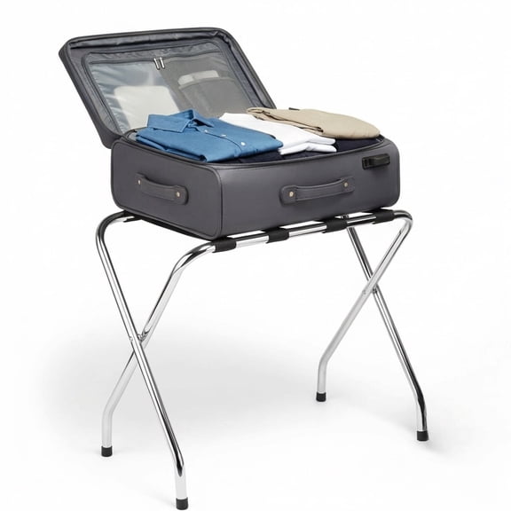 USTECH Pre-Assembled Luggage Rack for Guest Room Foldable Stainless Steel Suitcase Stand, Airbnb Essentials for Hosts, Heavy Duty Luggage Stand